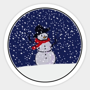 Snowman on a Snowy Hill in a Circle! Sticker